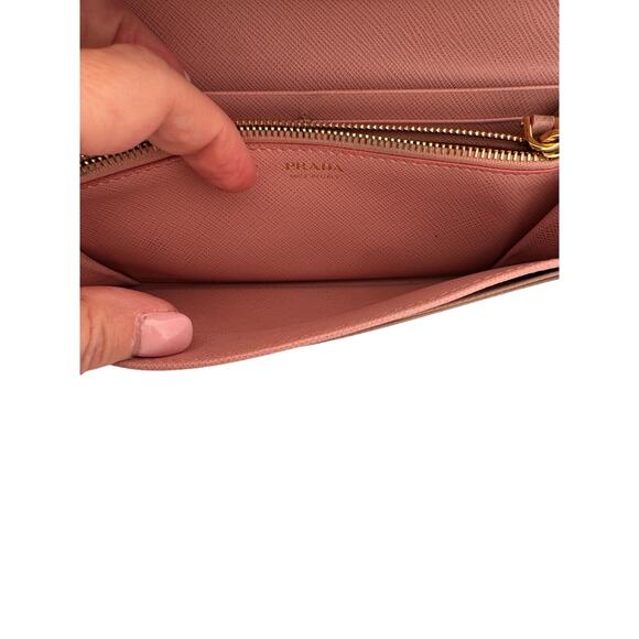 Prada Saffiano Lux Leather Continental Wallet in Cameo Beige - Picture 6 of 8